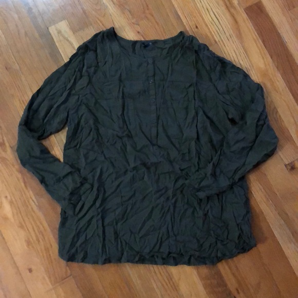 ARMY GREEN LONG SLEEVE TOP - Picture 1 of 4